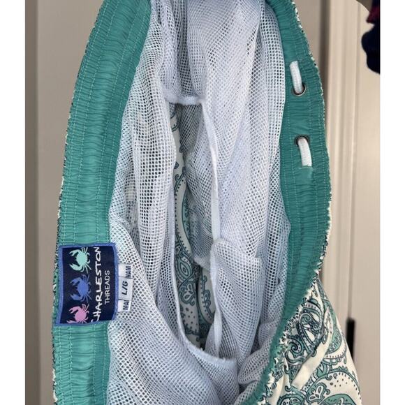 Charleston Threads Mens L Swim Trunks Paisley Blue Beach Pool Water Shorts Board - Picture 5 of 5